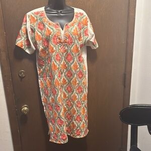 Floral Orange and White Midi Dress